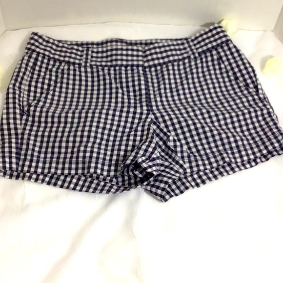 Super CUTE J.CREW SZ 2 Navy n white gingham shorts. FINAL REDUX! - Picture 1 of 5